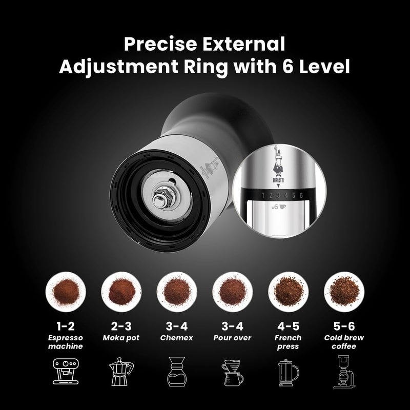 BIALeTTI MCPRO001 Manual Coffee Grinder, Alloy Steel, Black - Image 2